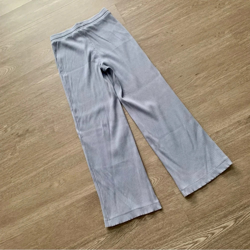 H&M Light Blue Ribbed Wide-leg Pants - Picture 6 of 7